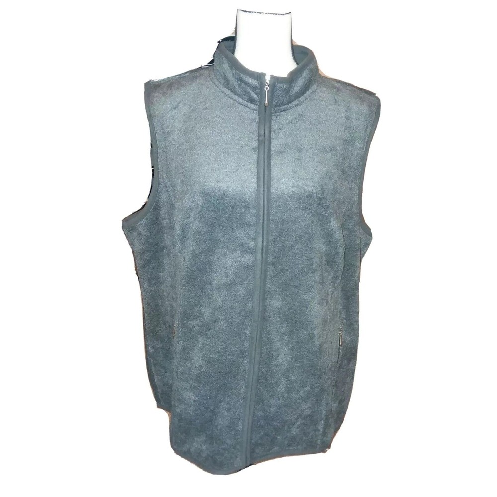 Karen Scott Women's Plus Gray Fleece Warm Casual Vest Outerwear 1X  $42.50 NEW